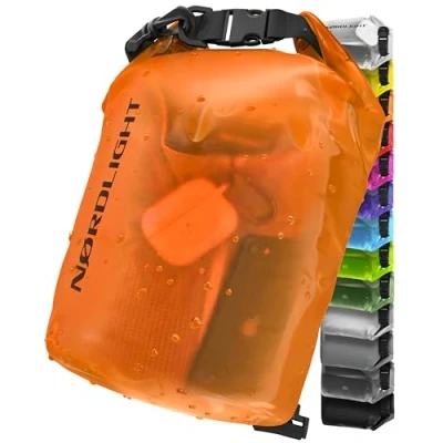 Immagine di Dry Bag E Borsa Impermeabile (5L, Arancione) Con Chiusura A Rullo Tracolla Per Nuoto, Spiaggia, Canoa, Stand Up Paddling, Immersioni