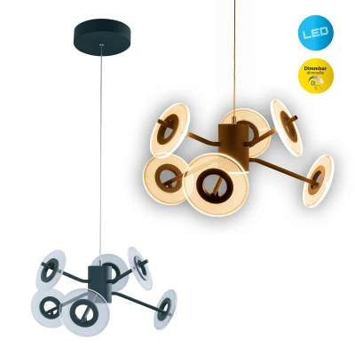 Immagine di Näve Lampada LED a sospensione Discus in nero, 6 luci