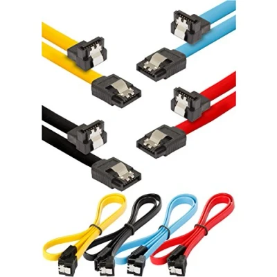 Immagine di POPPSTAR 4x cavo dati SSD HDD sata 3 (0,5 m, spina diritta a 90 angolata) (fino 6 Gbps), per dischi rigidi, scheda madre, modding case PC, nero, giallo, rosso, blu