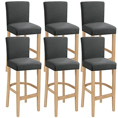 Immagine di LANSHENG Coprisedia per sgabello da bar, elasticizzato, lavabile, estensibile e rimovibile, sedia girevole pranzo con schienale corto, bar (grigio, 1,6 pezzi)