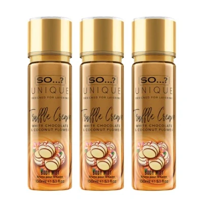 Immagine di So…? Unique Womens Vegan Truffle Cream Body Mist Fragrance Spray 150ml Bundle (Pack of 3)