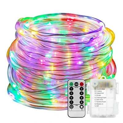 Immagine di 100 LED Stringa Fata Luce,KINGCOO Impermeabile 10M 8 Modalità Luce Della del Rame Striscia Illuminazione Batteria Telecomando Natale Luci Corda Decorative per Matrimonio(Colorato)