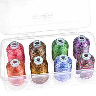 Immagine di New brothread 15 Opzioni 8 Bobine a scatto da 1000m ogni Poliestere Filo di Ricamo Macchina con scatola plastica stoccaggio per e Quilting Variegated Colour1