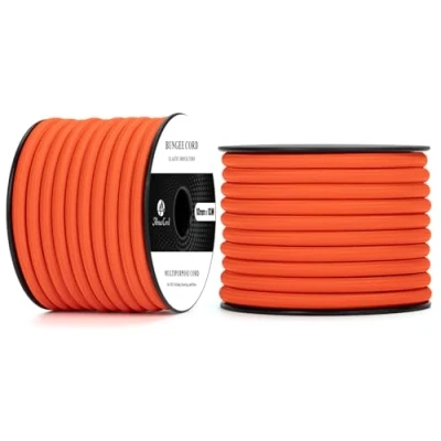 Immagine di Abma Cord Corda Elastica 10mm 10M di Gomma Cavo Elastico Marino per Teloni, Tende e Bagagli Arancia