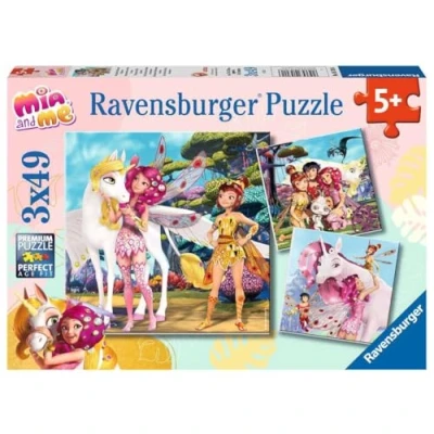 Immagine di Ravensburger paese degli elfi e unicorni 3 x 49 pezzi Mia and Me puzzle per bambini a partire dai 5 anni, Colore bianco, 05701