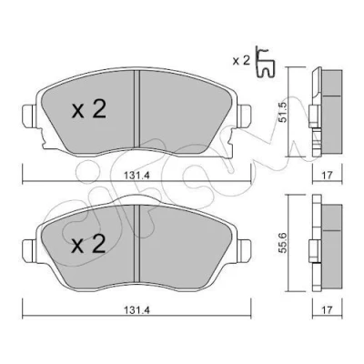 Immagine di CIFAM 822 340 0 Kit pastiglie freno con segnalatore acustico usura OPEL: Meriva A, Corsa C Hatchback, Combo Van / Station Wagon