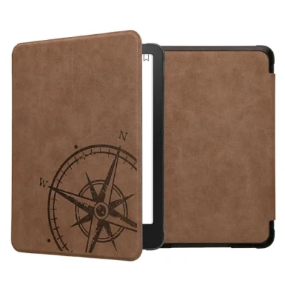 Immagine di kwmobile Custodia Compatibile con Amazon Kindle Paperwhite (12. Gen 2024) / Colorsoft Cover in Simil Pelle Scamosciata Flip Case Magnetica Marrone per eReader