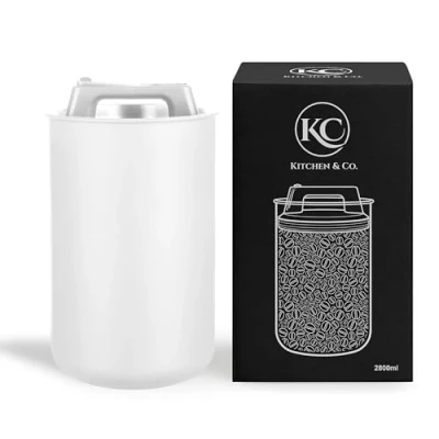 Immagine di Barattolo per caffè ermetico 1 kg di chicchi con coperchio sottovuoto (contenitore caffè, tè, lattina in acciaio inox conservare tappo aroma, contenitore 1000 g