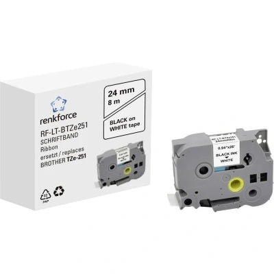 Immagine di Cassetta nastro Renkforce RF LT BTZe251 Compatibile sostituisce Brother TZe 251 24 mm Colore Nastro: Bianco carattere: Nero 8 m