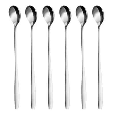 Immagine di Gräwe, Cucchiaini lunghi in acciaio inox, confezione da 6 pezzi Per cocktail, yogurt e dolci, lunghezza 22 cm