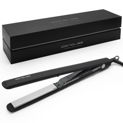 Immagine di Corioliss C3 Piastre per capelli le donne Piatti di titanio e curling fini Ferro professionale con controllo della temperatura (Black Chrome Soft Touch)