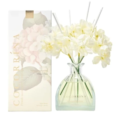 Immagine di COCORRÍNA Fiore Diffusore Profumo Ambiente 250ml, Clean Linen, con 8 Bastoncini di Fragranza, Naturale, Lunga Durata, per la Camera da Letto, L&#039;Ufficio, Il Bagno