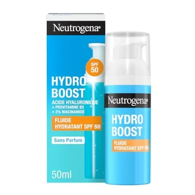 Immagine di Neutrogena Hydro Boost Fluido Idratante SPF 50, Crema solare viso 50 con Acido Ialuronico, Niacinamide e Vitamina C, in fluido, Protezione contro raggi UVA/UVB, ml