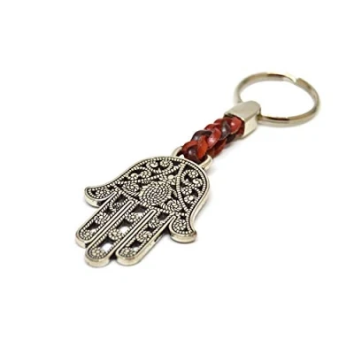 Immagine di Ciondolo portachiavi portachiave &quot;mano di Fatima&quot; in pelle 8 cm più anello 2,5
