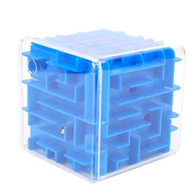 Immagine di Giocattolo Classico Labirinto Cubico, 3D Gioco Puzzle Tridimensionale Pensiero Logico Educazione Precoce Cognitivo Regalo per 3 4 5 6 7 8 + Anni Bambini (Blu)