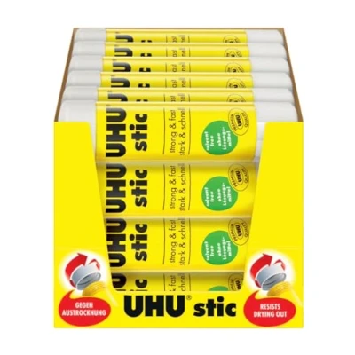 Immagine di UHU colla Stick 24 x 8,2g, per bambini, sicura da usare i lavoretti, adatta l&#039;ufficio, la scuola e l&#039;università