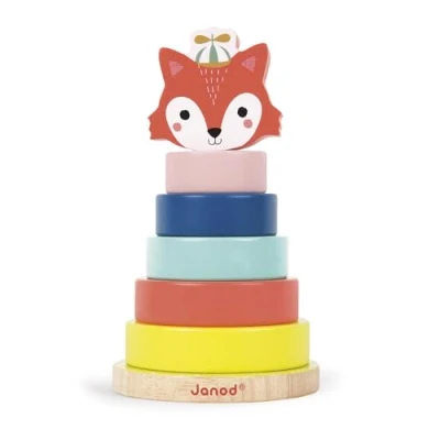 Immagine di Janod Volpe impilabile, Baby Forest Gioco Impilabile in Legno Giocattolo Formativo Sviluppo della Motricità Fine Prima Infanzia Multicolore Da 1 Anno Su, J08014