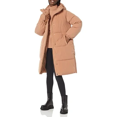 Immagine di Amazon Essentials Piumino Lungo Oversize (Disponibile in Taglie Forti) Donna, Marrone Chiaro, XXL