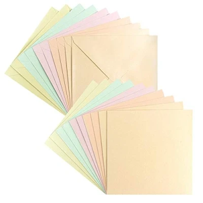 Immagine di Set di biglietti d&#039;auguri, finitura effetto madreperla, 10 circa 250 g/m² + buste 120 g/m², in 5 colori pastello, 16 cm x
