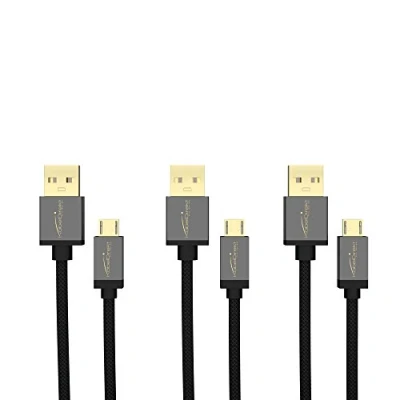 Immagine di KabelDirekt 3 x 1m Cavo Micro USB (USB 2.0, connettore a B, per la Carica e Sincronizzazione), PRO Series