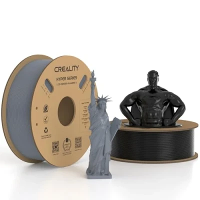 Immagine di Creality Hyper PLA Filamento 2 KG 1.75 mm, per Stampa ad Alta Velocità 30 600 mm/s, Precisione Dimensionale +/ 0.03 1 (2.2 libbre)/ Bobina (Nero &amp; Grigio) Confezione da
