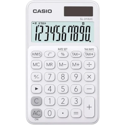 Immagine di Casio SL 310UC Calcolatrice tascabile Bianco Display (cifre): 10 A energia solare, batteria (L x P) 70 8 118 mm