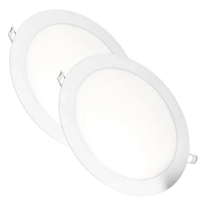 Immagine di JANDEI Confezione x 2 faretti da incasso a LED, 18W, 1440 Lumen, forma rotonda, foro Ø 200 205 mm, profondità sottile 13 inclusi trasformatori (bianco freddo 6000K)