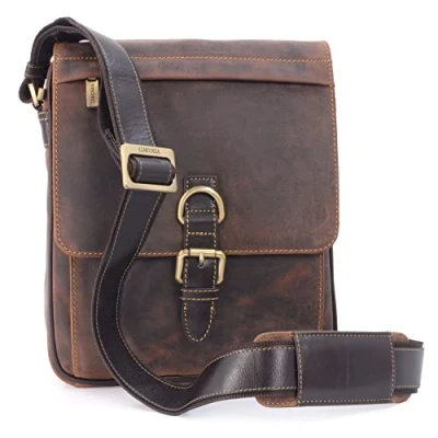 Immagine di VISCONTI Vera Pelle Borsa a tracolla/Borse Spalla uomo/Borsa Messenger Tracolla con una cinghia per Lavoro/Borsa organiser Notebook/iPad 16011 Link OLIO MARRONE CHIARO