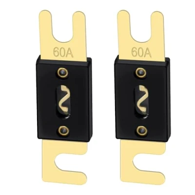 Immagine di Heschen ANL Fuse 60 Amp per auto Veicoli Sistema Audio Foglio Oro &amp; Nero Confezione da 2
