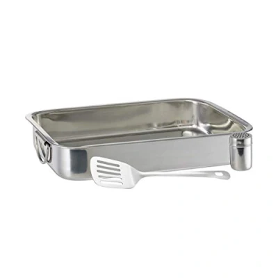 Immagine di Relaxdays Set di tostatrice in acciaio inossidabile con spatola e annaffiatoio per formaggio, argento, 7 x 38 27 cm