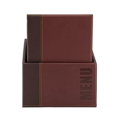 Immagine di SECURIT Set da 20 Porta Menu A4 Box Inclusa Linea Trendy Per Caffè, Ristoranti, Bar Similpelle Colore Bordeaux