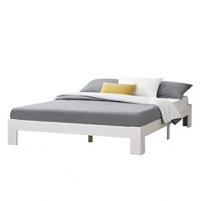 Immagine di Struttura Letto in Legno di Pino 140 x 200 cm con Rete a Doghe Francese/Matrimoniale Design Minimal Bianco