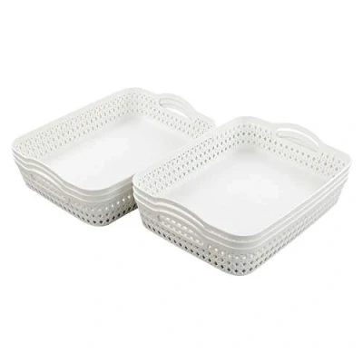 Immagine di Fosly Set di 6 Cesto Portaoggetti Plastica Rettangolare, Bianco
