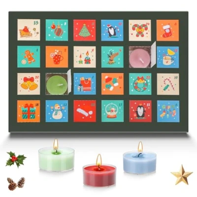 Immagine di Teokantz candele profumate calendario dell&#039;Avvento con 24 diverse profumate, dell&#039;Avvento, 2024, candeline Natale, circa 30,8 x