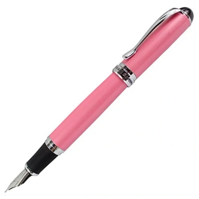 Immagine di Gullor Jinhao X750 penna stilografica In acciaio inossidabile 18KGP medium nib rosa
