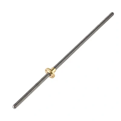 Immagine di T8 asta filettata in acciaio inox, 8 mm, con dado a vite ottone per stampante 3D (330 mm)