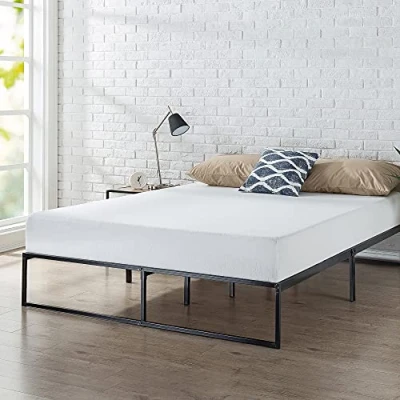 Immagine di Zinus Lorelai letto 140x190 cm Struttura 31 di altezza con contenitore sotto il a piattaforma in metallo Nero