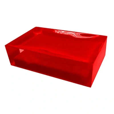 Immagine di Gedy Auckland saponetta, Misure e Peso: 3X11X7 CM &amp; 0,15 kg, Porta Sapone Solido in Resina Trasparente di Alta qualità, Finitura Rossa, Design R&amp;S, Fatto a Mano, 2 Anni Garanzia, Rosso, Unica