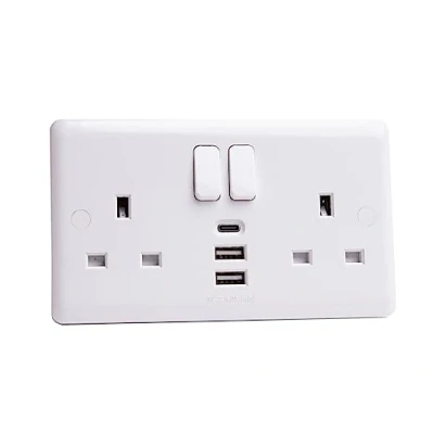 Immagine di Deta Presa commutata A 2 bande 13A con porte USB e 1 porta C 5V 4A di ricarica