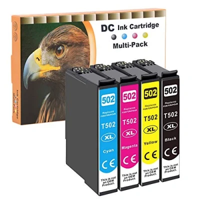 Immagine di D&amp;C 4 cartucce compatibili per Epson 502 XL Expression Home XP 5100 Series 5105 5115 WorkForce WF 2800 2860 D DWF 2865 DWF, 1 nero, ciano, magenta, giallo
