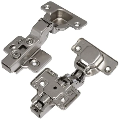 Immagine di AERZETIX C41044 Set di 4 cerniere invisibili a clip per porte mobili con ammortizzatore e regolazione 3D mezza rivestimento/in semi applicate apertura 110 montaggio 35mm
