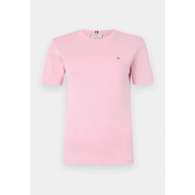 Immagine di Tommy Hilfiger Slim Cody C Nk SS Ww0Ww40587, Top in Maglia a Maniche Corte, Donna, Rosa (Classic Pink), XS
