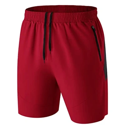 Immagine di HMIYA Pantaloncini Running Uomo Leggero Sportivi Shorts Asciugatura Veloce Palestra Corsa Calzoncini con Tasca Cerniera(Rosso,EU 2XL/US XL)