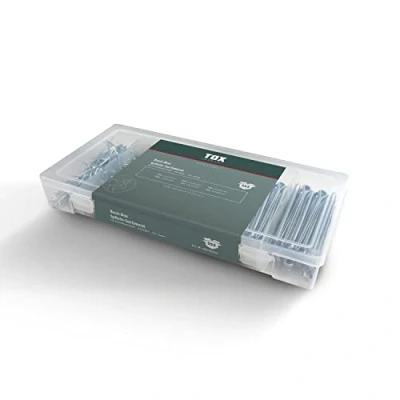 Immagine di Tox Assortimento di Coppiglie in Acciaio Zincato per Applicazioni Versatili, 6 Misure Comuni Scatola Trasporto Trasparente, ⌀ 1,6 4,0 Mm, Lunghezza 25 64 555 Pezzi, 09490202