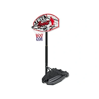 Immagine di Teorema Giocattoli 66860 Canestro Basket con Tabellone e Colonna, Altezza Regolabile da 180 a 230cm, nero