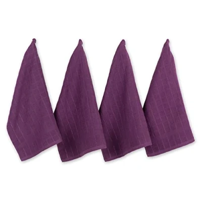 Immagine di DII 100% Cotone, Lavabile in Lavatrice, Ultra Assorbente, Basic Everyday 30,5 x cm Spugna da Cucina Strofinacci, Windowpane Design, Set di, Melanzana Strofinaccio Solid Eggplant