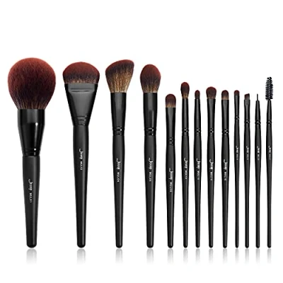 Immagine di Jessup pennelli trucco make up 13 pezzi Set fondotinta polvere contour blush highlight ombretto concealer spoolie eyeliner capelli sintetici nero T300