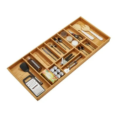 Immagine di ORGA BOX BAMBOO portaposate con 15 scomparti per i cassetti delle cucine Wellmann e Alno in un legno da 120 cm