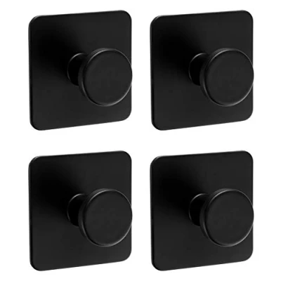Immagine di Ambrosya Portasciugamani Autoadesivo in Acciaio Inossidabile Nero Gancio Bagno Staffa Asciugamano Adesivo (Acciaio (Nero), 4 x 1)