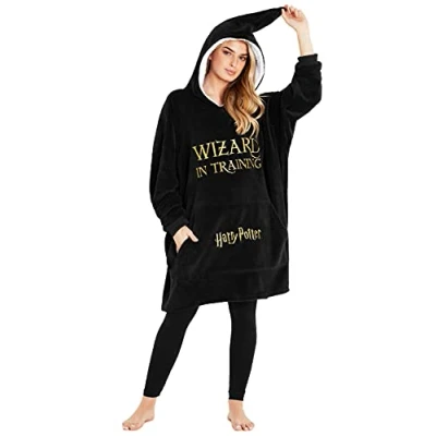Immagine di Harry Potter Felpa Donna Coperta con Cappuccio Felpe Oversize Taglia Unica (Nero)